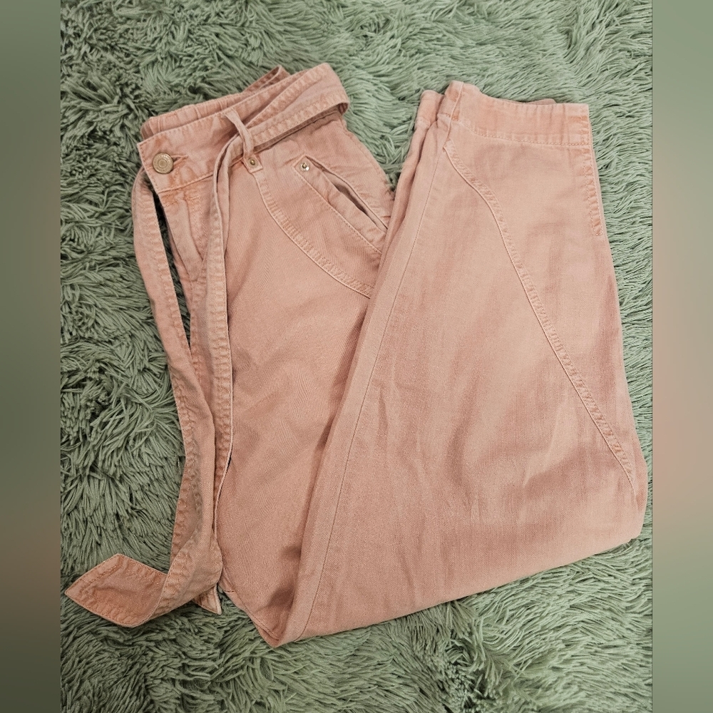 Zimmermann Cropped High-Rise Tapered Peach Jeans Size 0 - Picture 7 of 15